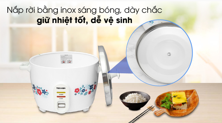 Nắp rời inox - Nồi cơm nắp rời Toshiba RC-18MH2PV(W) 1.8 lít Nắp rời inox - Nồi cơm nắp rời Toshiba RC-18MH2PV(W) 1.8 lít