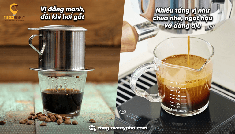 Phân biệt vị cà phê pha máy và cà phê pha phin: Mùi vị, hương thơm, cách dùng