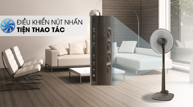 Quạt đứng KDK 3 cánh M40K Quạt đứng KDK M40K Xám GY - Điều chỉnh nút nhấn với 3 cấp độ chỉnh