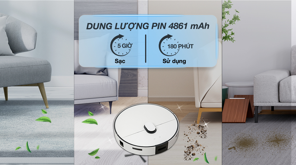 Robot hút lau Samsung Bespoke VR7MD96514G/SV Robot hút bụi lau nhà Samsung VR7MD96514G/SV - Thời gian sạc
