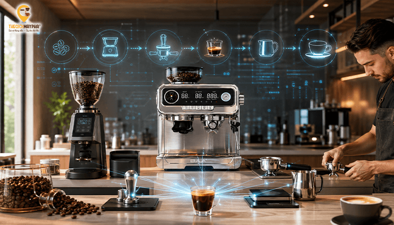 Những thiết bị không thể thiếu bên cạnh máy pha cà phê espresso