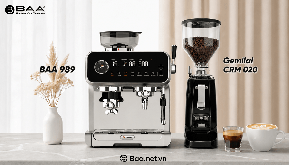 Cối xay hạt tích hợp trong máy pha cà phê dưới 10 triệu