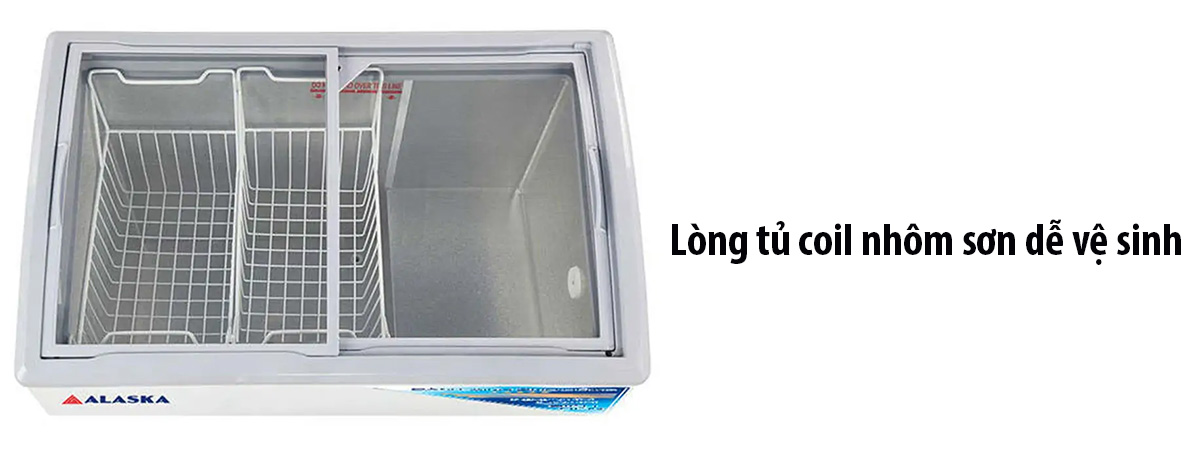 Tủ Đông Alaska 595 Lít HB 650C Lòng tủ coil nhôm sơn cao cấp, dễ vệ sinh
