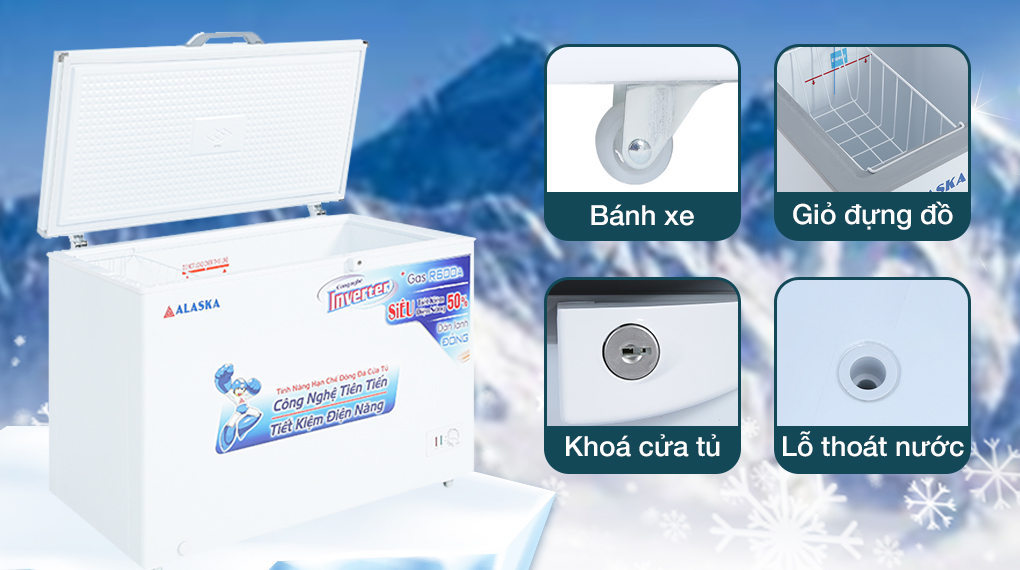 Tủ Đông Alaska Inverter 355 Lít BD 400CI Tủ đông Alaska Inverter 295 lít BD 400CI - Tiện ích