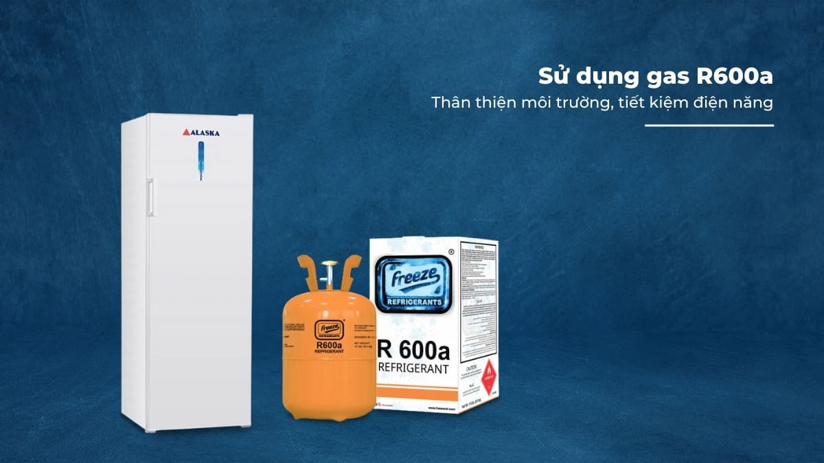 Tủ Đông Đứng Alaska 295 Lít IF-250 Tủ sử dụng gas R600a thân thiện môi trường, hỗ trợ tiết kiệm điện năng
