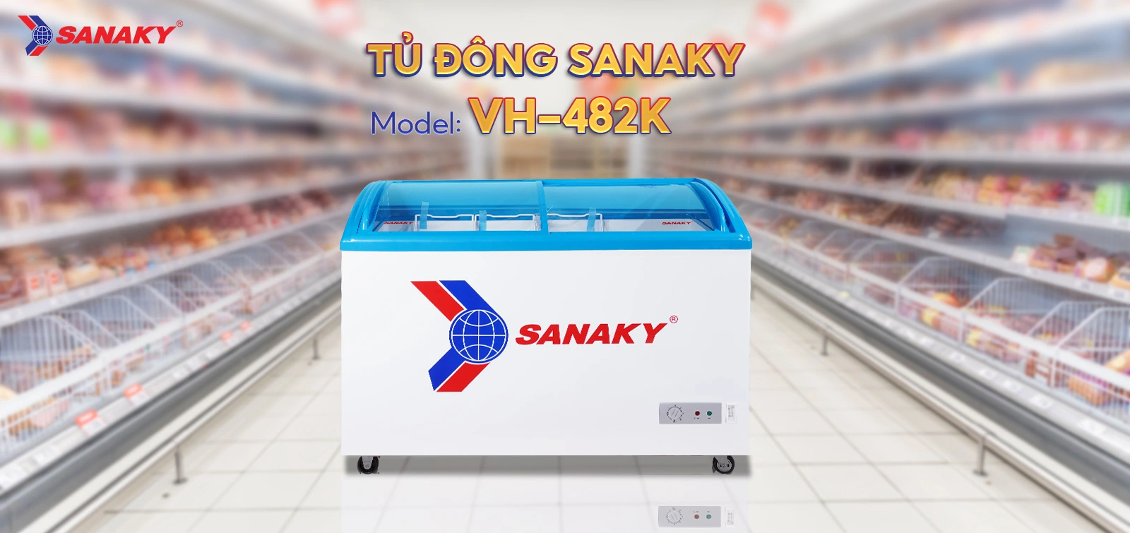 Tủ Đông Sanaky VH-482K Tủ Đông Kính Cong Sanaky 340 Lít VH-482K