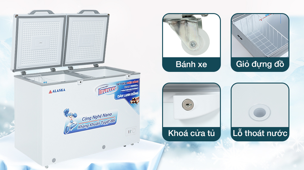 Tủ Đông Mát Alaska Inverter 345 Lít BCD 4568CI Tủ đông Alaska Inverter 282 lít BCD 4568CI - Tiện ích