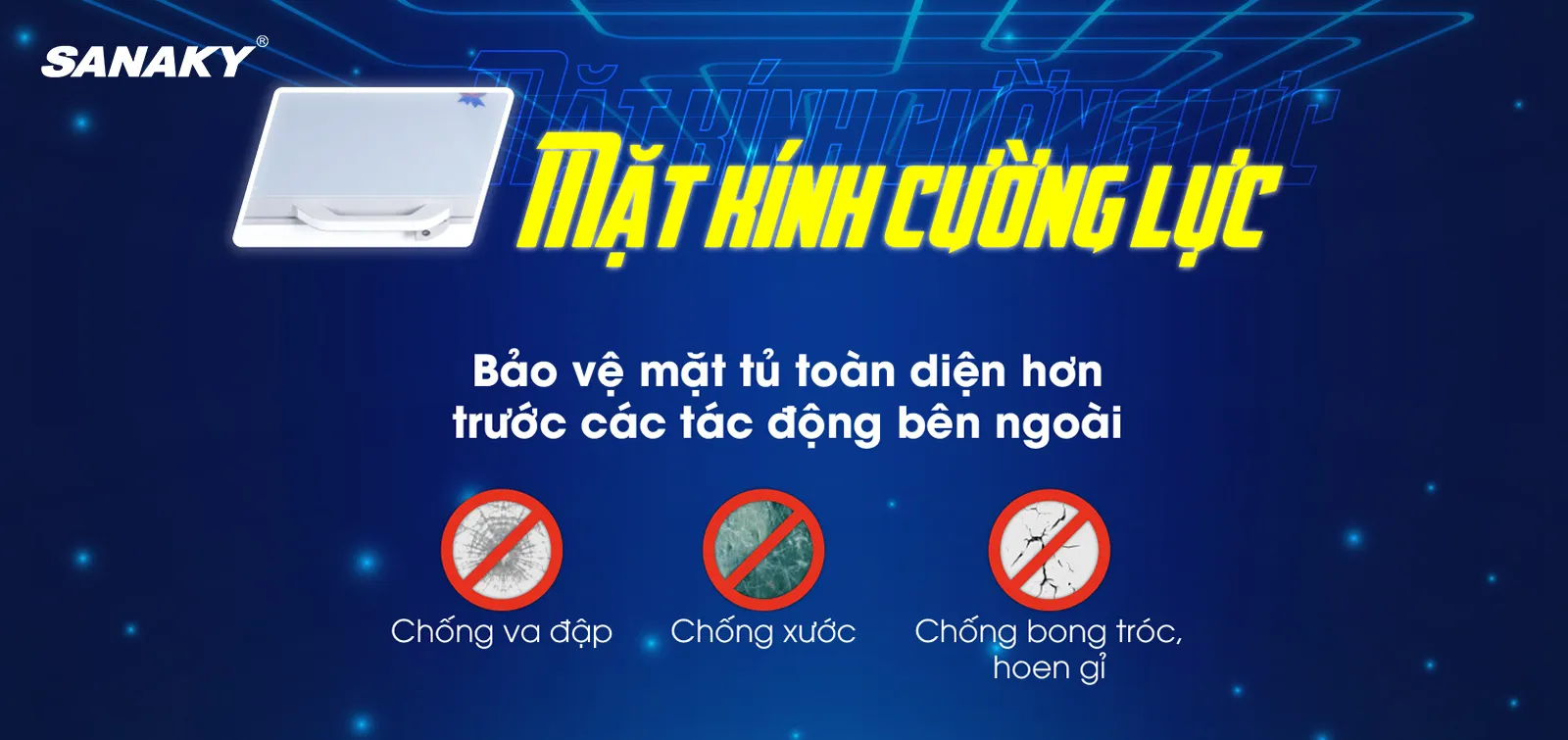 Cánh kính cường lực bóng bẩy Tủ Đông Sanaky 761 Lít VH-8699HYK