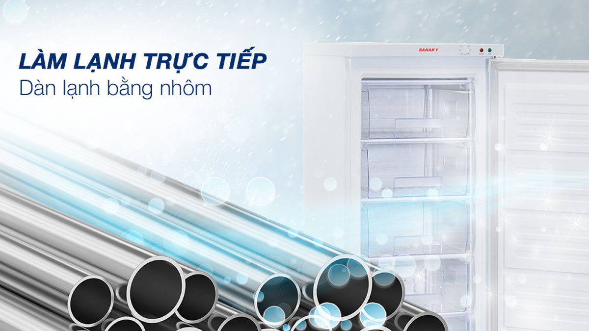 Tủ Đông Sanaky Inverter 150 Lít VH-180VD3(T) Tủ Đông Sanaky 150 Lít VH-180VD sử dụng công nghệ làm lạnh trực tiếp