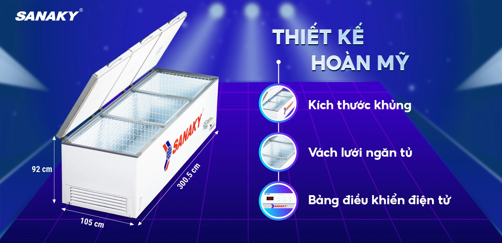 "Kho lạnh di động" thiết kế đẹp mắt tiện dụng Tủ Đông Sanaky Inverter 1500 Lít VH-1799HY3 "Kho lạnh di động" thiết kế đẹp mắt tiện dụng