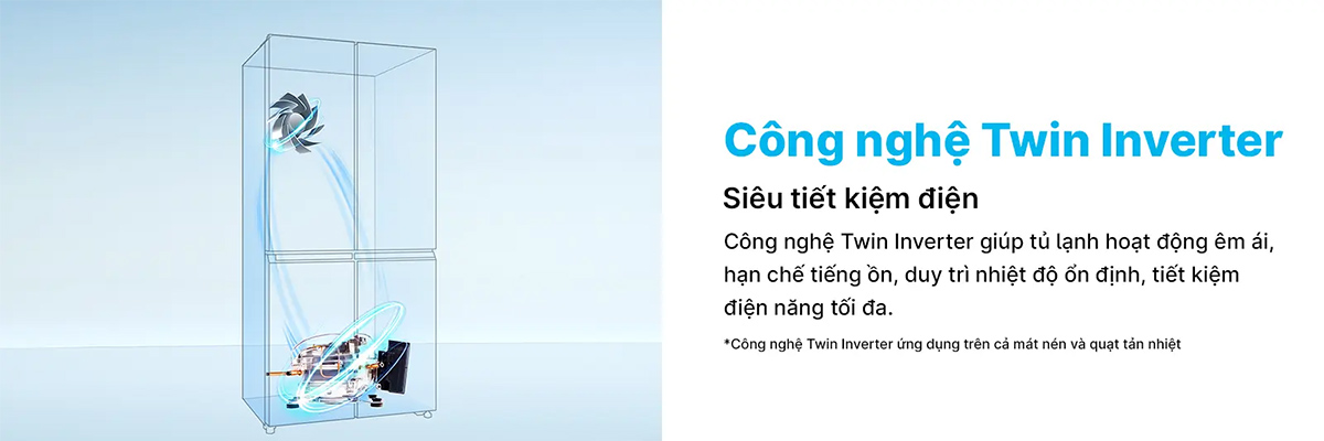 Tủ Lạnh Aqua Inverter 469 Lít AQR-M560XA(GL) Công nghệ Twin Inverter tiết kiệm điện