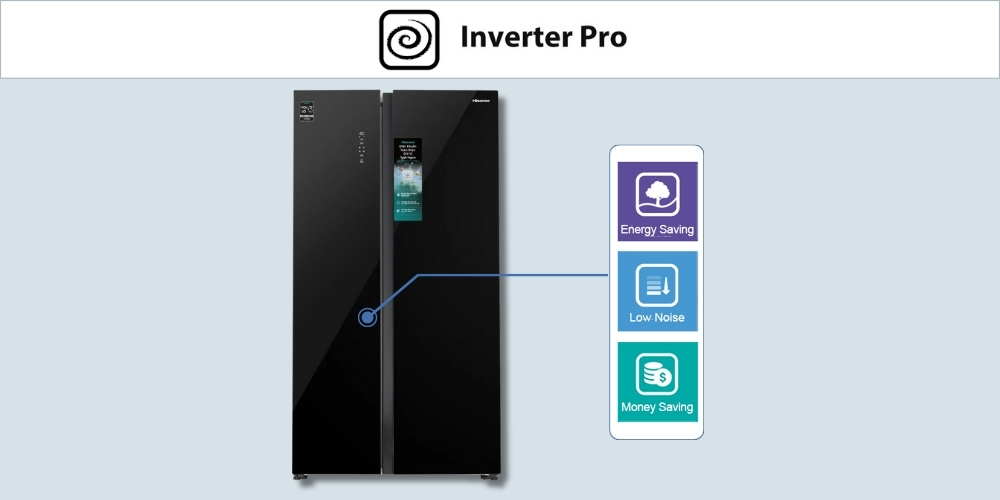 Tủ Lạnh Hisense Inverter 544 Lít RS708N4EBU Tủ lạnh Hisense RS708N4EBU sử dụng công nghệ Inverter Pro