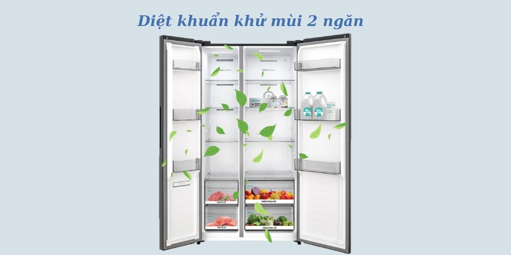 Tủ Lạnh Hisense Inverter 544 Lít RS708N4EBU Diệt khuẩn khử mùi 2 ngăn bên trong tủ lạnh Hisense RS708N4EBU