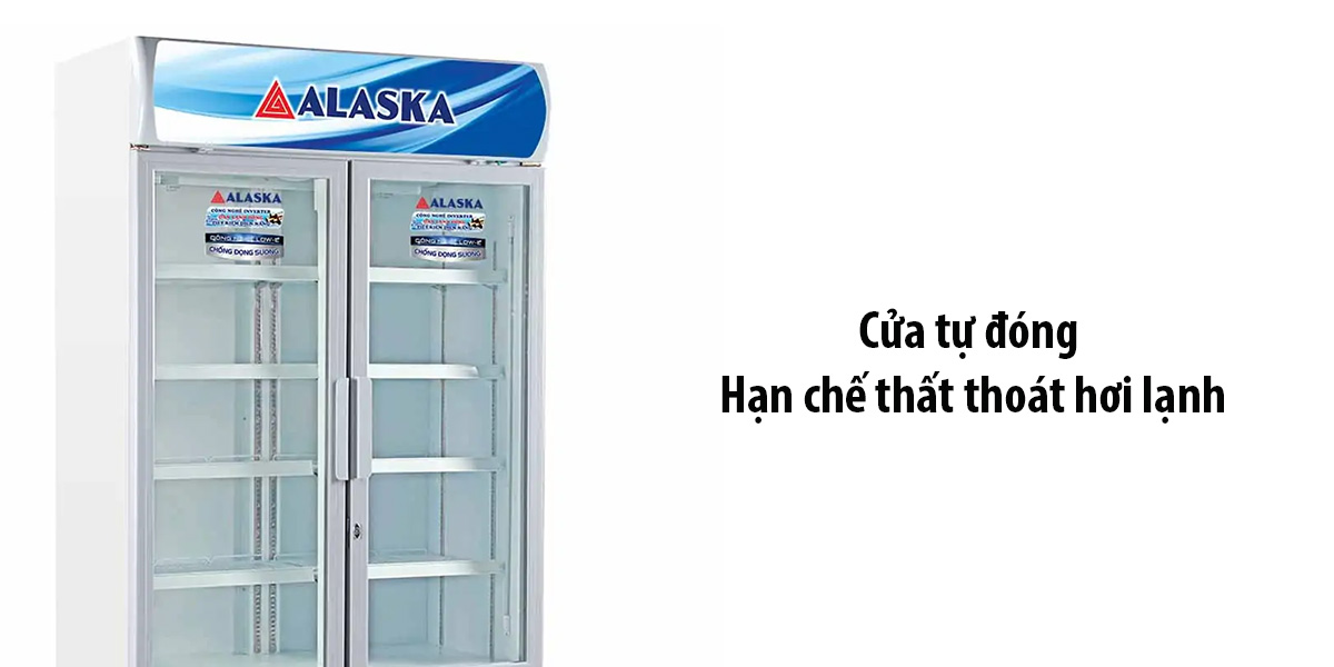 Tủ Mát Alaska Inverter 800 Lít LCI-800C Cửa tự đóng hạn chế thất thoát hơi lạnh