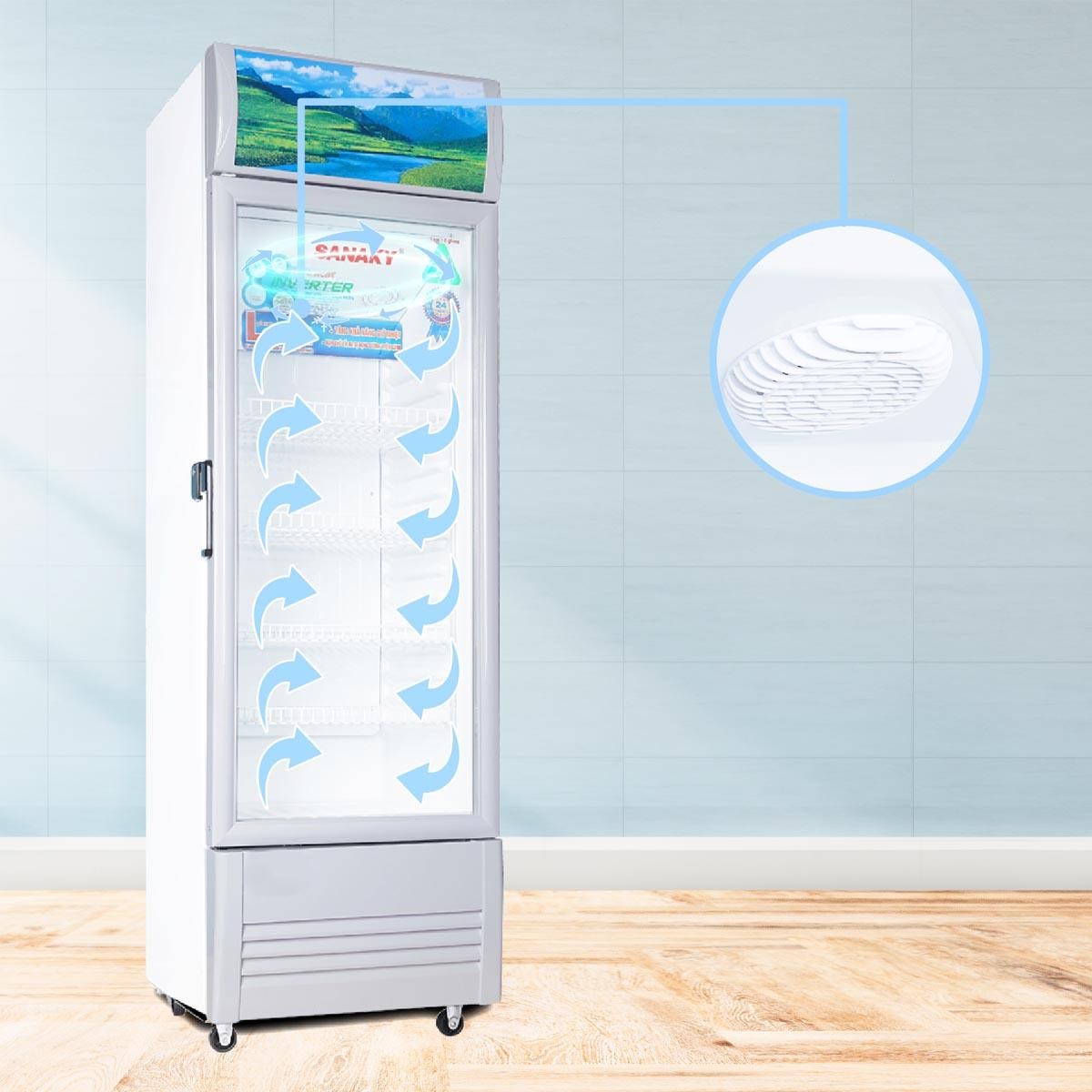 Tủ Mát Sanaky Inverter 240 Lít VH-308K3L Quạt làm lạnh đối lưu có khả năng lan tỏa hơi lạnh đồng đều đến mọi nơi