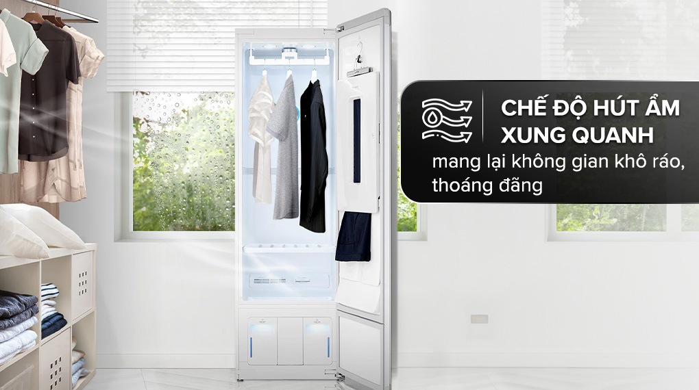 Hút ấm Tủ chăm sóc quần áo thông minh LG Styler Inverter 5 móc S5MB Tủ chăm sóc quần áo LG Inverter 5 móc S5MB Hút ẩm Tủ chăm sóc quần áo thông minh LG Styler Inverter 5 móc S5MB