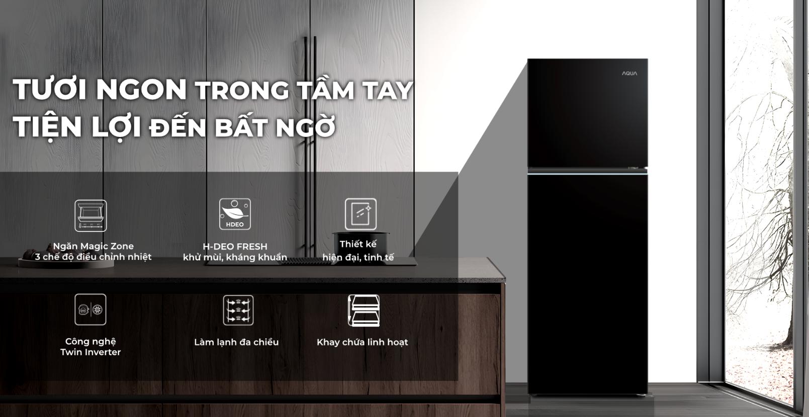 Tủ lạnh Aqua Inverter 283 lít AQR-T305FA(LB)