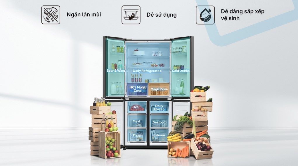 Tủ lạnh Aqua Inverter 469 lít Multi Door AQR-M536XA(WGB) - Tổng quan thiết kế Tủ lạnh Aqua Inverter 469 Lít AQR-M536XA(WGB) Tủ lạnh Aqua Inverter 469 lít AQR-M536XA(WGB)