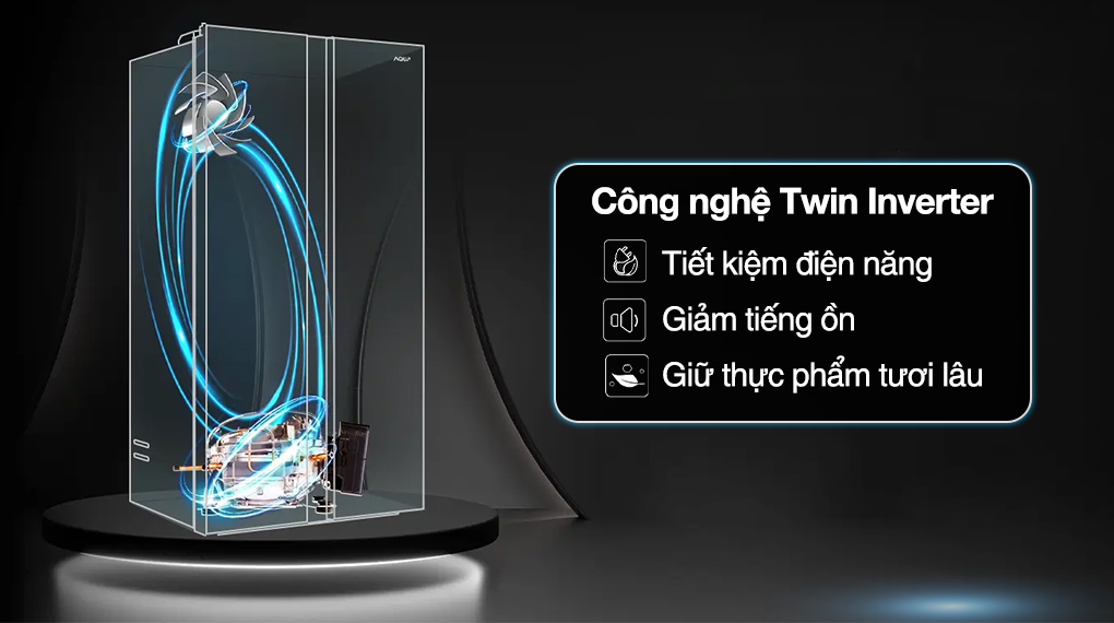 Tủ lạnh Aqua Inverter 646 Lít AQR-S682XA(SLB) Tủ lạnh Aqua Inverter 646 lít AQR-S682XA(SLB) - Công nghệ Twin Inverter