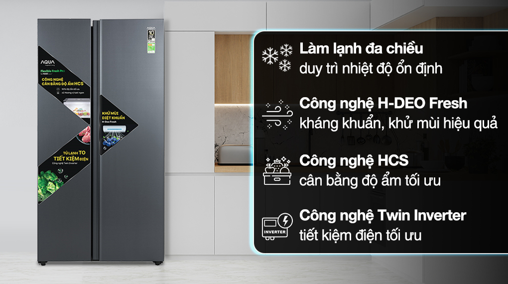 Tủ lạnh Aqua Inverter 646 Lít AQR-S682XA(SLB) Tủ lạnh Aqua Inverter 646 lít AQR-S682XA(SLB) - Tổng quan