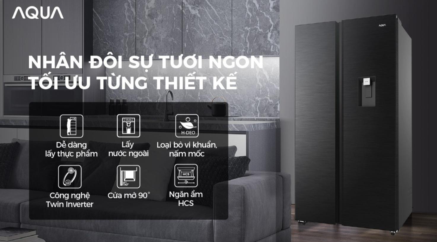 Tủ lạnh Aqua Inverter 646 Lít AQR-S682XA(WFS) Tủ lạnh Aqua Inverter 646 lít AQR-S682XA(WFS)