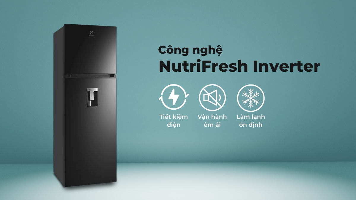 Tủ lạnh Electrolux Inverter 341 Lít ETB3740M-H Công nghệ NutriFresh Inverter giúp tủ tiết kiệm điện hiệu quả