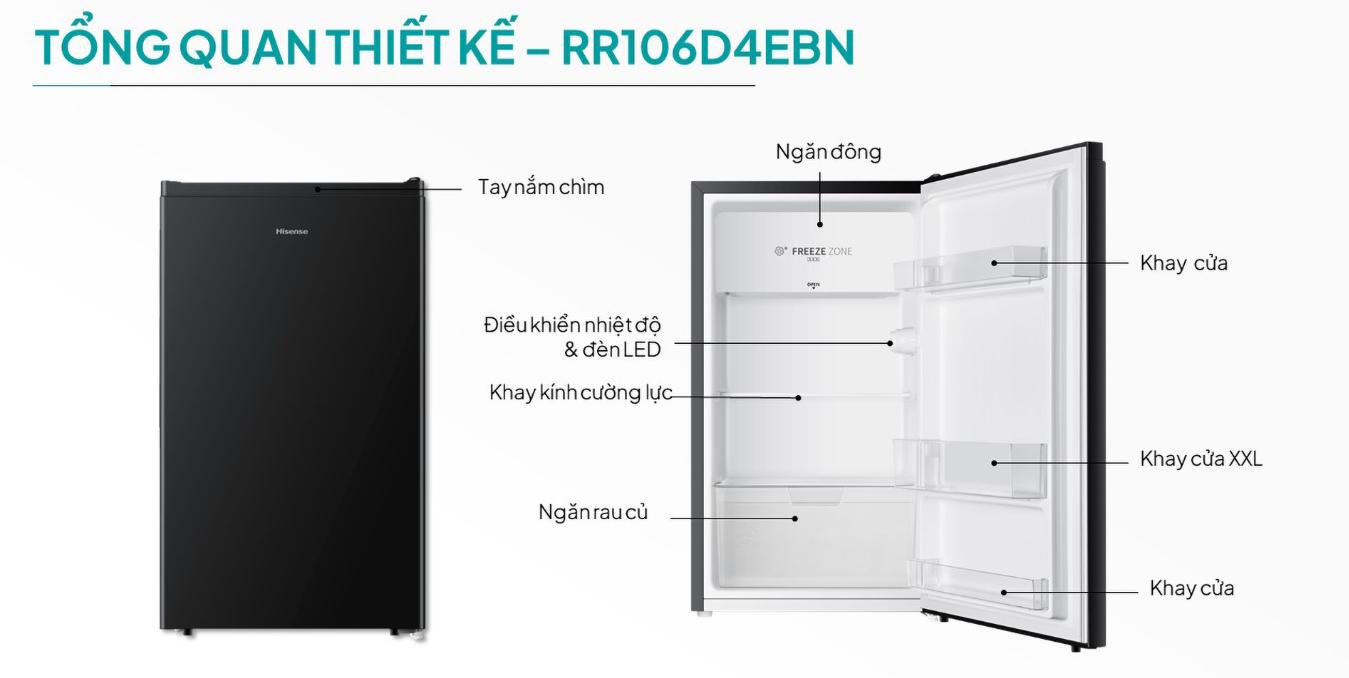 Tủ lạnh Hisense 82 Lít RR106D4EBN Tủ lạnh Hisense 82 lít RR106D4EBN