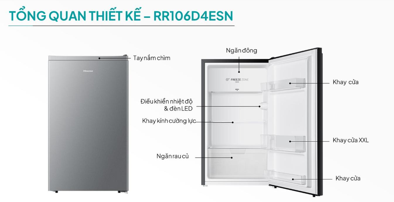 Tủ lạnh Hisense 82 Lít RR106D4ESN Tủ lạnh Hisense 82 lít RR106D4ESN