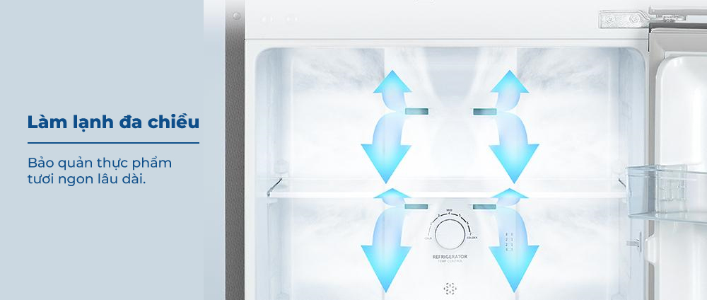 Tủ lạnh Hisense Inverter 205 Lít RT256N4EBN Làm lạnh đa chiều giúp bảo quản thực phẩm một cách tối ưu