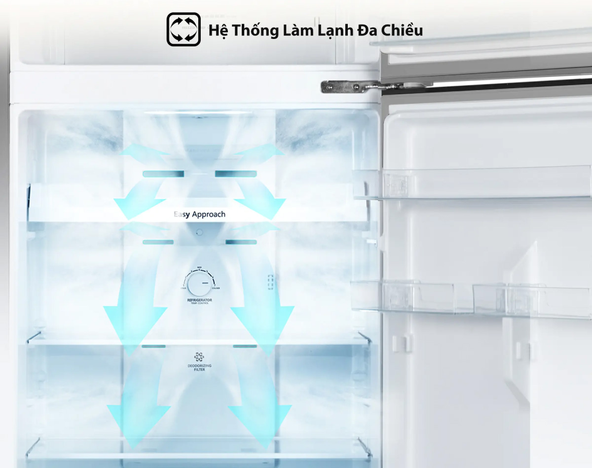 Tủ lạnh Hisense Inverter 424 Lít RT549N4EW-MBU Hệ thống làm lạnh đa chiều giúp thực phẩm tươi ngon lâu dài