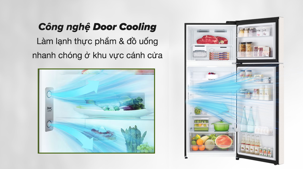 Tủ lạnh LG Inverter 395 Lít GN-B392BG Tủ lạnh LG Inverter 395 lít GN-B392BG - Công nghệ Door Cooling làm lạnh thực phẩm nhanh chóng ở khu vực cửa tủ