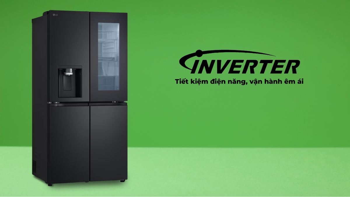 Tủ lạnh LG Inverter 508 Lít LFI50BLMAI Công nghệ Inverter giúp thiết bị vận hành tối ưu, tiết kiệm điện năng