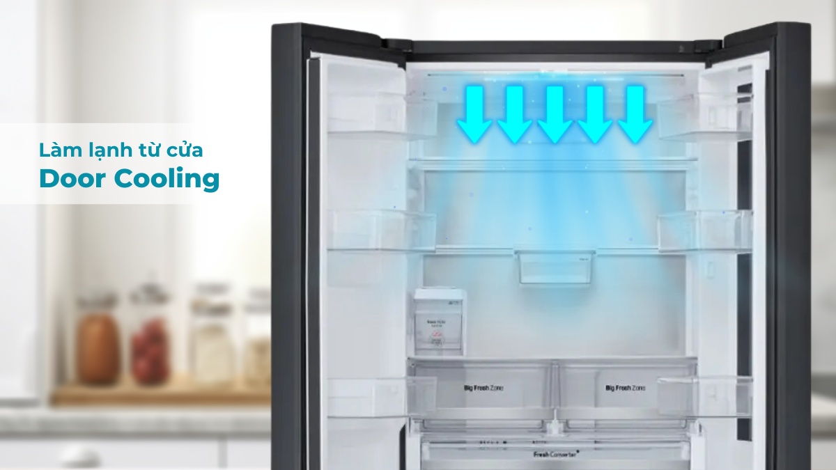 Tủ lạnh LG Inverter 612 Lít LFD61BLGAI Door Cooling cung cấp luồng hơi lạnh từ phía cửa