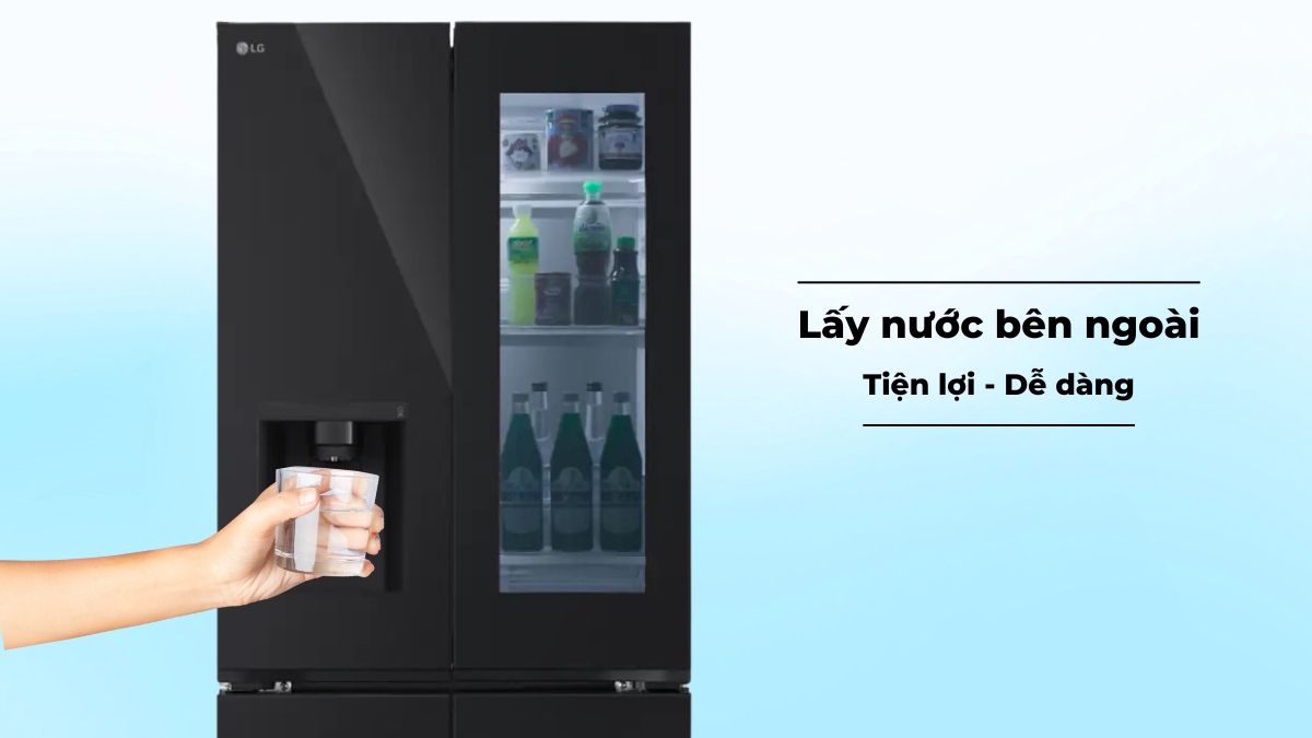 Tủ lạnh LG Inverter 612 Lít LFD61BLGAI Chỗ lấy nước bên ngoài tiện lợi