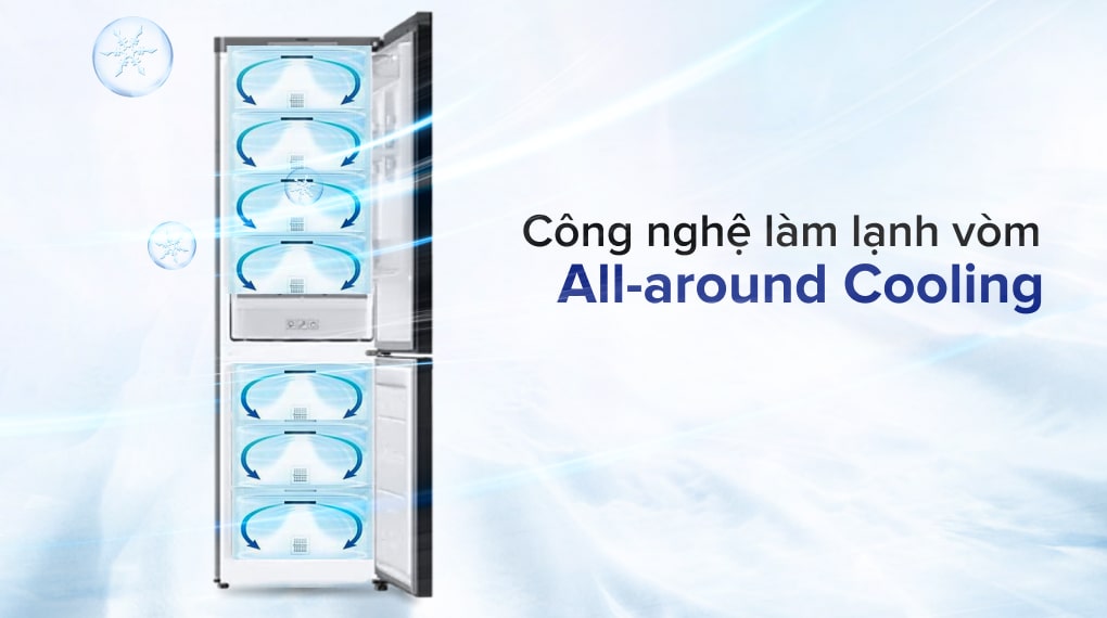 Samsung Inverter 339 lít RB33T307029/SV - công nghệ làm lạnh vòm All-around Cooling Samsung Inverter 339 lít RB33T307029/SV - công nghệ làm lạnh vòm All-around Cooling