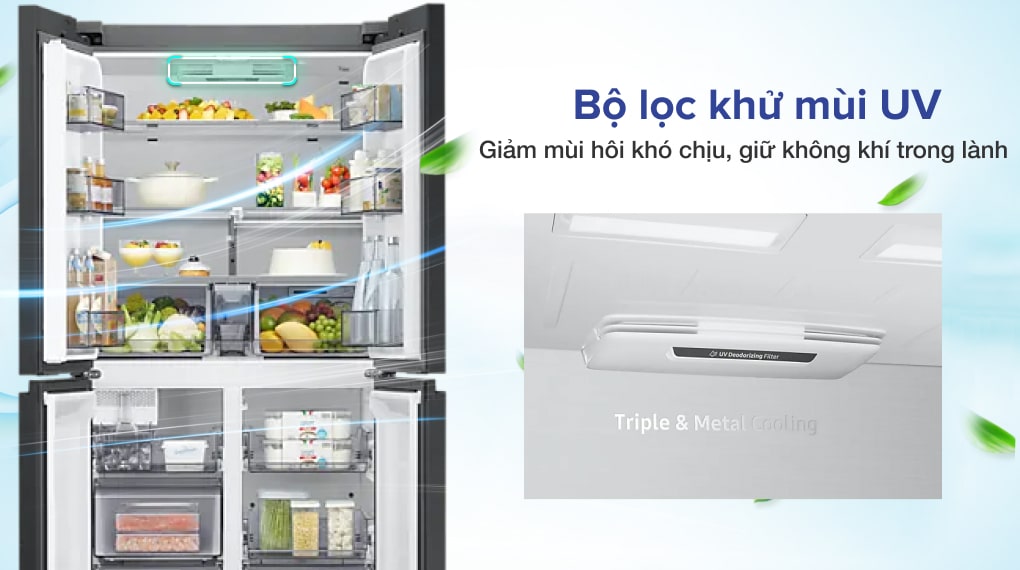 Tủ lạnh Samsung Inverter 599 Lít RF60A91R177/SV Tủ lạnh Samsung Inverter 599 lít RF60A91R177/SV - Khử mùi diệt khuẩn, đảm bảo vệ sinh với bộ lọc khử mùi UV