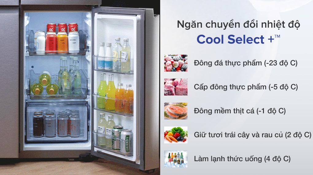 Tủ lạnh Samsung Inverter 599 Lít RF60A91R177/SV Tủ lạnh Samsung Inverter 599 lít RF60A91R177/SV - Ngăn linh hoạt Cool Select +™ chuyển đổi 5 chế độ tùy thuộc nhu cầu sử dụng.