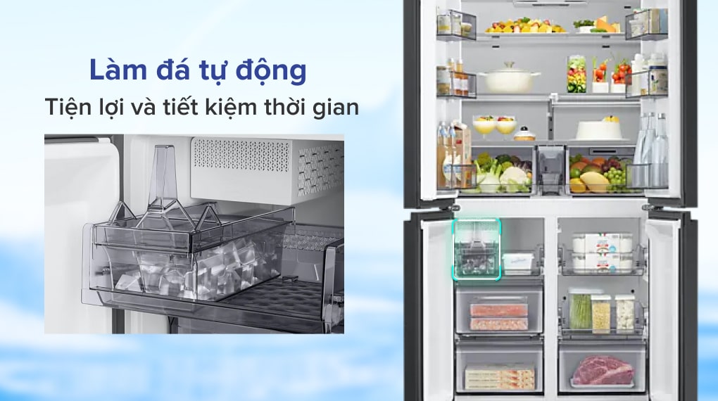 Tủ lạnh Samsung Inverter 599 Lít RF60A91R177/SV Tủ lạnh Samsung Inverter 599 lít RF60A91R177/SV - Tiện lợi và tiết kiệm thời gian hơn với tiện ích làm đá tự động