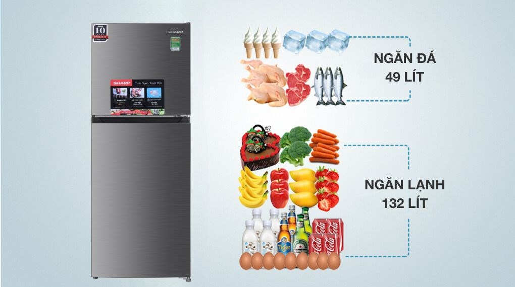 Tủ lạnh Sharp Inverter 181 lít SJ-X198V-SL - Dung tích sử dụng