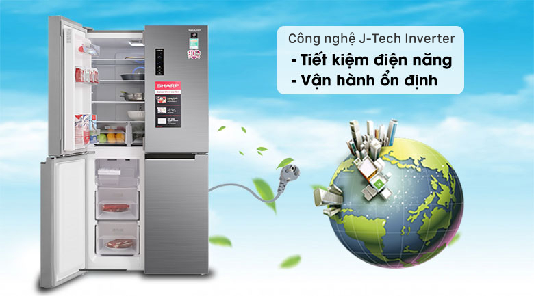 Tủ lạnh Sharp Inverter 401 lít SJ-FXP480V-SL - Công Nghệ J-Tech Inverter Tủ lạnh Sharp Inverter 401 Lít SJ-FXP480V-SL Tủ lạnh Sharp Inverter 401 lít SJ-FXP480V-SL - Công Nghệ J-Tech Inverter