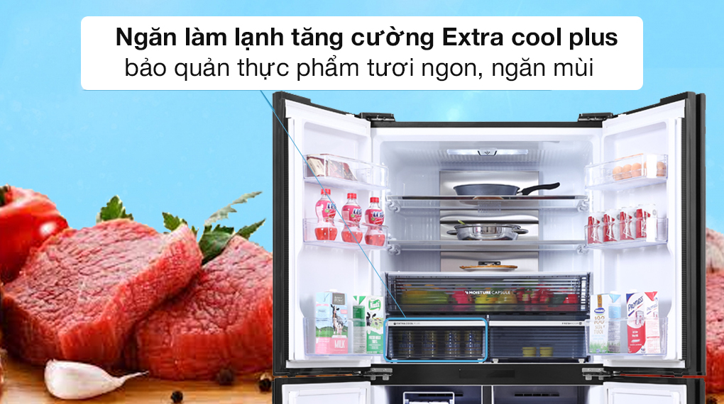 Tủ lạnh Sharp Inverter 525 lít SJ-FXP600VG-BK - Ngăn làm lạnh Extra Cool Plus Tủ lạnh Sharp Inverter 525 Lít SJ-FXP600VG-BK Tủ lạnh Sharp Inverter 525 lít SJ-FXP600VG-BK - Ngăn làm lạnh Extra Cool Plus