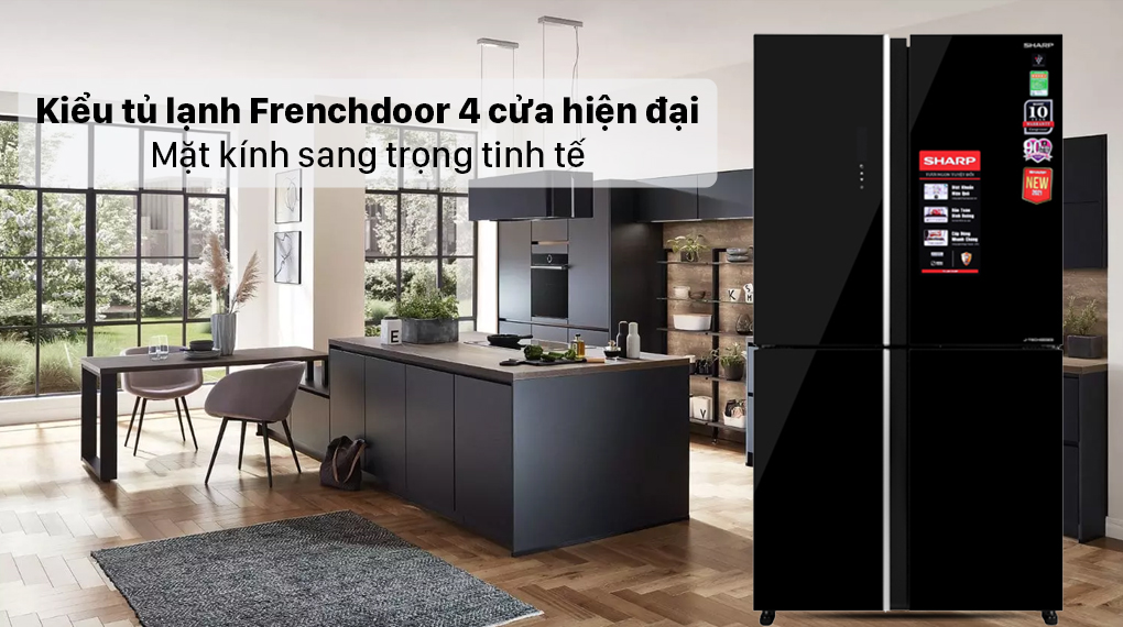 Tủ lạnh Sharp Inverter 525 lít SJ-FXP600VG-BK - Thiết kế 4 cửa Tủ lạnh Sharp Inverter 525 Lít SJ-FXP600VG-BK Tủ lạnh Sharp Inverter 525 lít SJ-FXP600VG-BK - Thiết kế 4 cửa