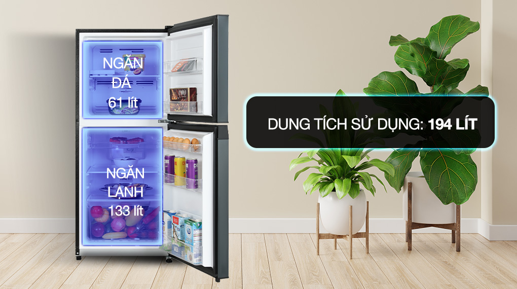 Tủ lạnh Toshiba Inverter 194 Lít GR-RT252WE-PMV(52) Tủ lạnh Toshiba Inverter 194 lít GR-RT252WE-PMV(52) - Dung tích