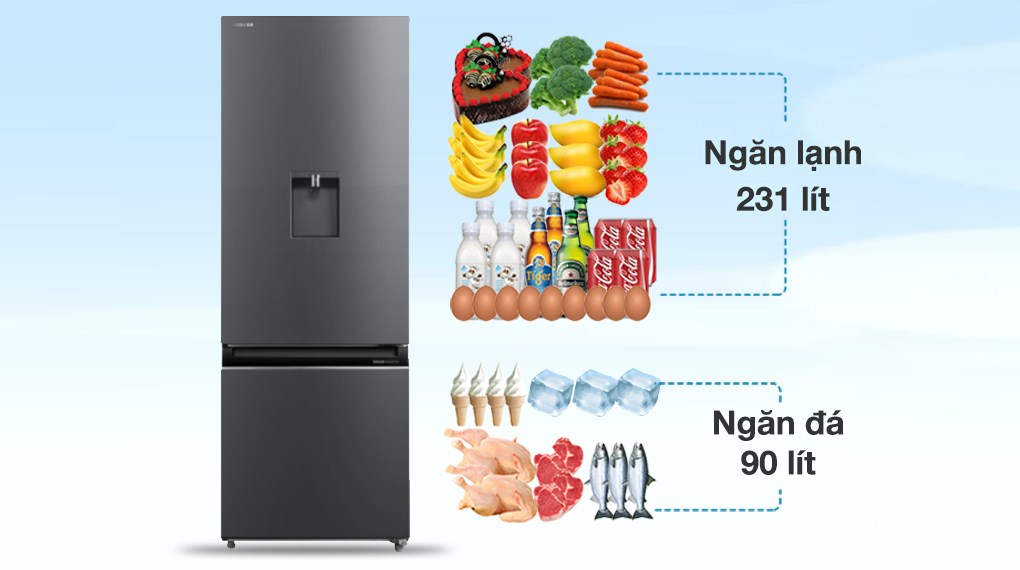 Tủ lạnh Toshiba Inverter 321 Lít GR-RB405WEA-PMV(06)-MG Tủ lạnh Toshiba Inverter 321 lít GR-RB405WEA-PMV(06)-MG - Dung tích