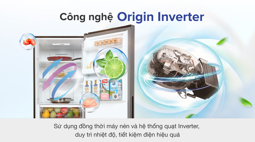 Tủ lạnh Toshiba Inverter 325 Lít GR-RB410WE-PMV(37)-SG Tủ lạnh Toshiba Inverter 325 lít GR-RB410WE-PMV(37)-SG - Công nghệ Origin Inverter