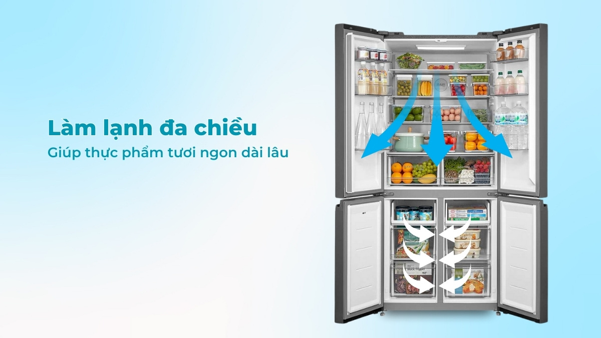 Tủ lạnh Toshiba Inverter 515 Lít GR-RF677WI-PGV(22)-XK Làm lạnh đa chiều giúp thực phẩm tươi ngon dài lâu