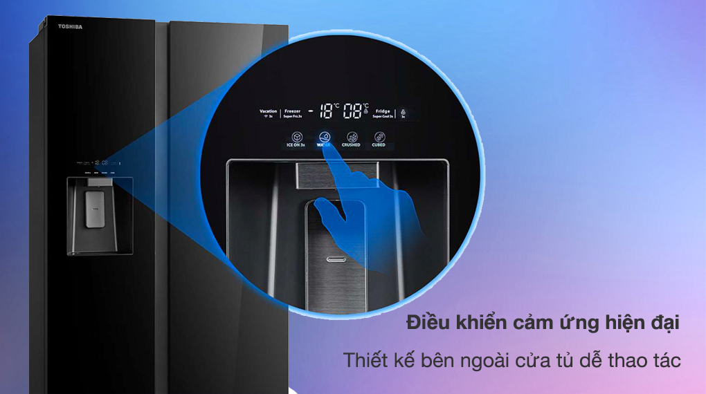 Tủ lạnh Toshiba Inverter 568 lít Side By Side GR-RS755WI-PGV(22)-XK - Bảng điều khiển cảm ứng bên ngoài dễ thao tác và quan sát Tủ lạnh Toshiba Inverter 568 Lít GR-RS755WIA-PGV(22)-XK Tủ lạnh Toshiba Inverter 568 lít Side By Side GR-RS755WI-PGV(22)-XK - Bảng điều khiển cảm ứng bên ngoài dễ thao tác và quan sát