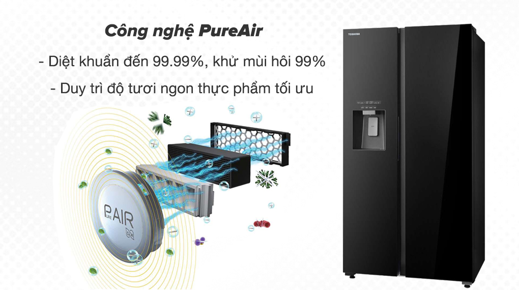 Tủ lạnh Toshiba Inverter 568 lít Side By Side GR-RS755WI-PGV(22)-XK - Công nghệ PureAir diệt khuẩn đến 99.99% và khử mùi hôi 99% Tủ lạnh Toshiba Inverter 568 Lít GR-RS755WIA-PGV(22)-XK Tủ lạnh Toshiba Inverter 568 lít Side By Side GR-RS755WI-PGV(22)-XK - Công nghệ PureAir diệt khuẩn đến 99.99% và khử mùi hôi 99%