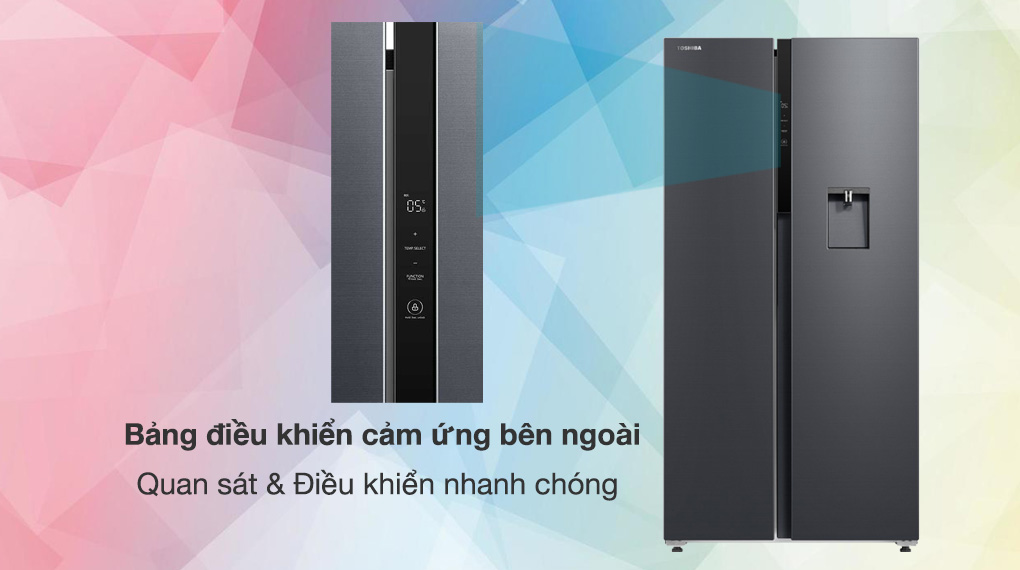 Tủ lạnh Toshiba Inverter 596 Lít GR-RS775WI-PMV(06)-MG Tủ lạnh Toshiba Inverter 596 lít GR-RS775WI-PMV(06)-MG - Bảng điều khiển cảm ứng bên ngoài dễ sử dụng