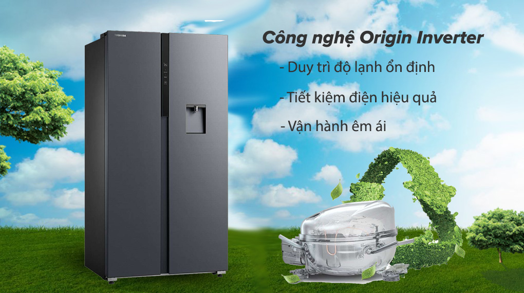 Tủ lạnh Toshiba Inverter 596 Lít GR-RS775WI-PMV(06)-MG Tủ lạnh Toshiba Inverter 596 lít GR-RS775WI-PMV(06)-MG - Công nghệ Origin Inverter tiết kiệm hiệu quả, duy trì độ lạnh ổn định và vận hành êm ái